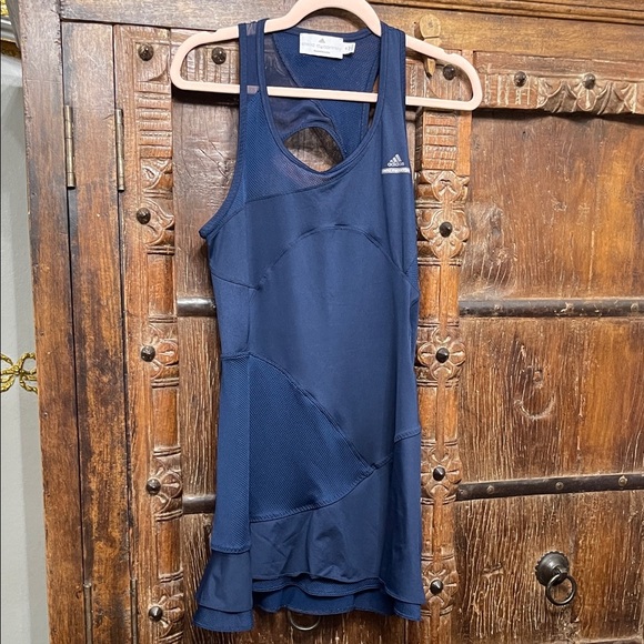 Adidas x Stella McCartney Barricade Tennis Dress Navy Mesh Cutout Racerback M - Picture 1 of 8